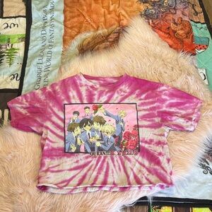 Ouran High School Host Club Pink Tie-Dye Juniors Crop Tee